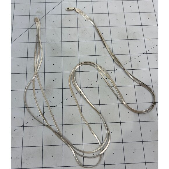 .925 Jewelry - Sterling Silver Multi Strand Herringbone .925 Vintage Necklace Chain 30"